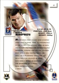 2002 Select Challenge #11 Steve Simpson Back